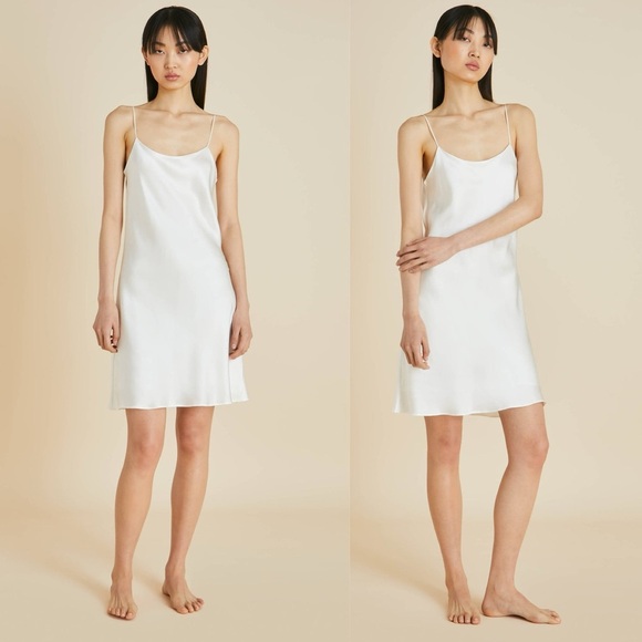 Olivia von Halle Venus Ivory Slip Dress in Silk Satin - Picture 1 of 11